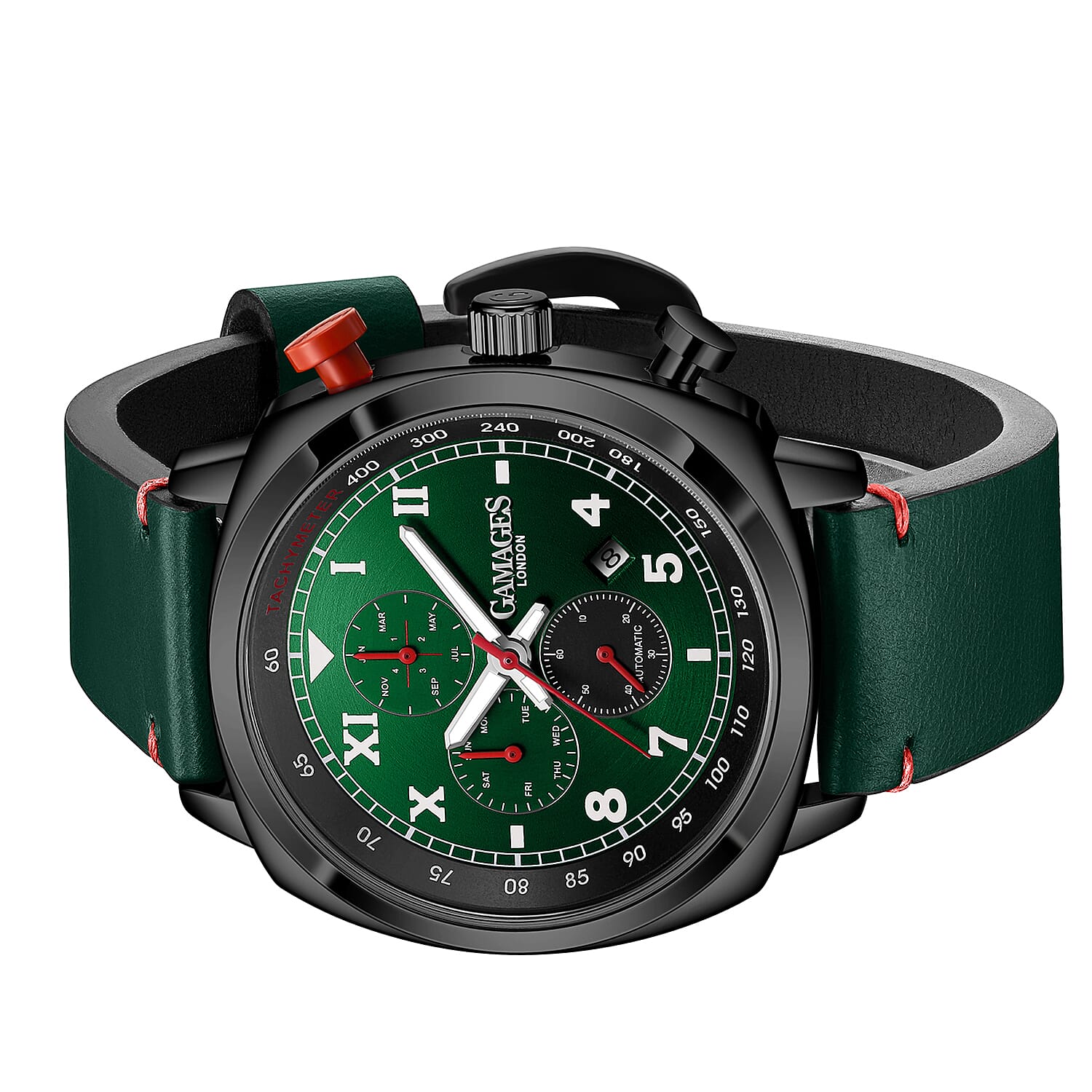 GAMAGES OF LONDON Apex Automatic Watch with Leather Strap - Green 6295212 2