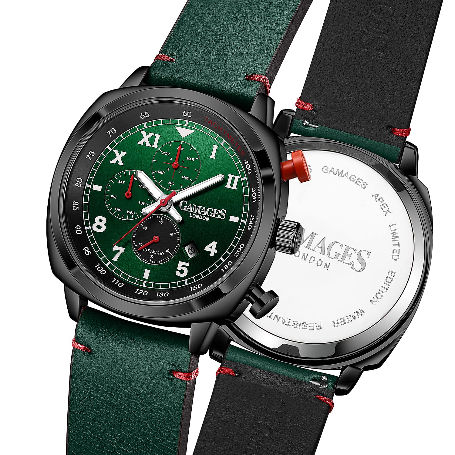 GAMAGES OF LONDON Apex Automatic Watch with Leather Strap - Green 6295212 4