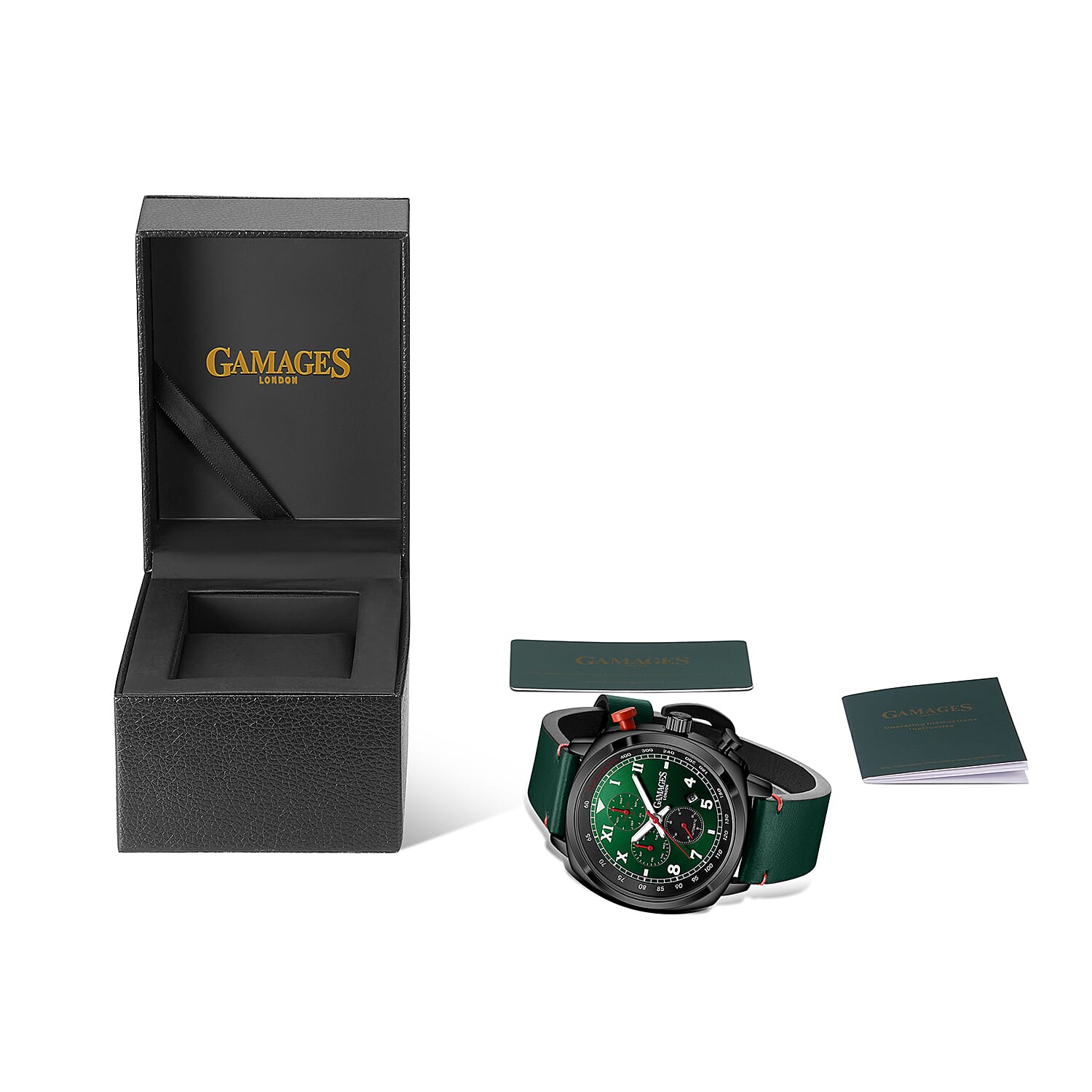 GAMAGES OF LONDON Apex Automatic Watch with Leather Strap - Green 6295212 5