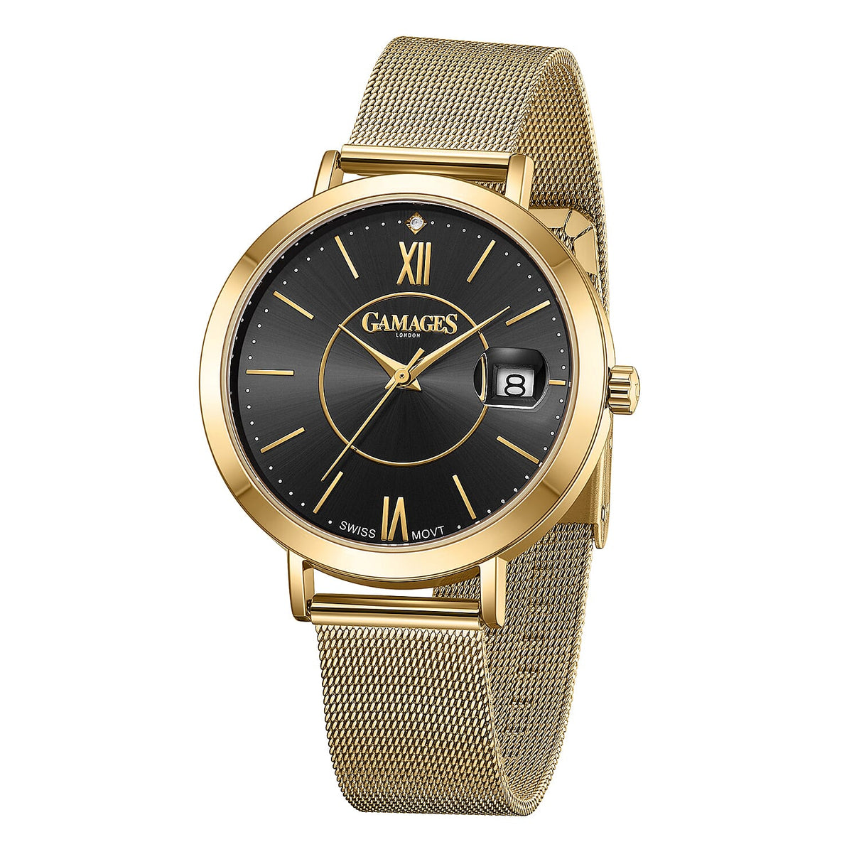 GAMAGES OF LONDON Diamond Studded Women's Watch - Gold and Black 6040616 2