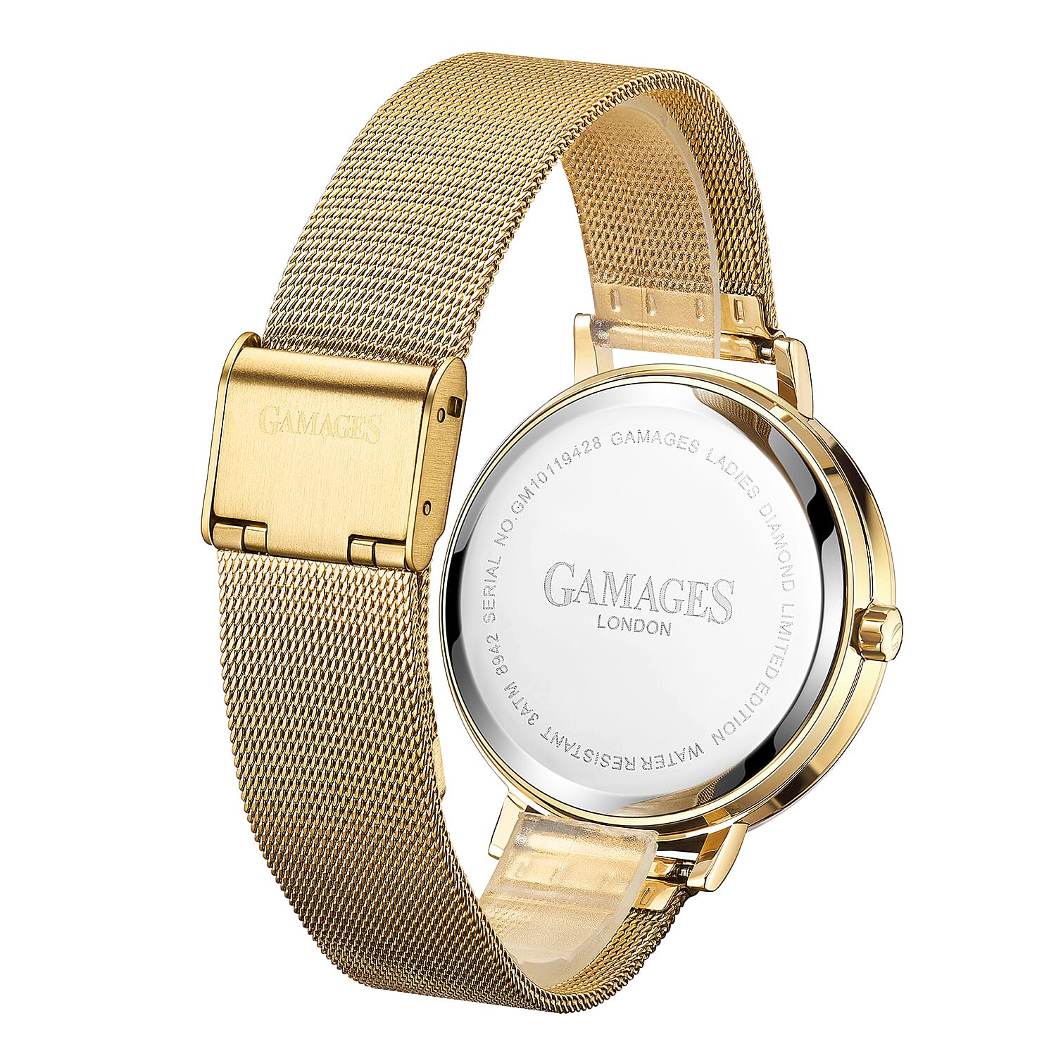 GAMAGES OF LONDON Diamond Studded Women's Watch - Gold and Black 6040616 5