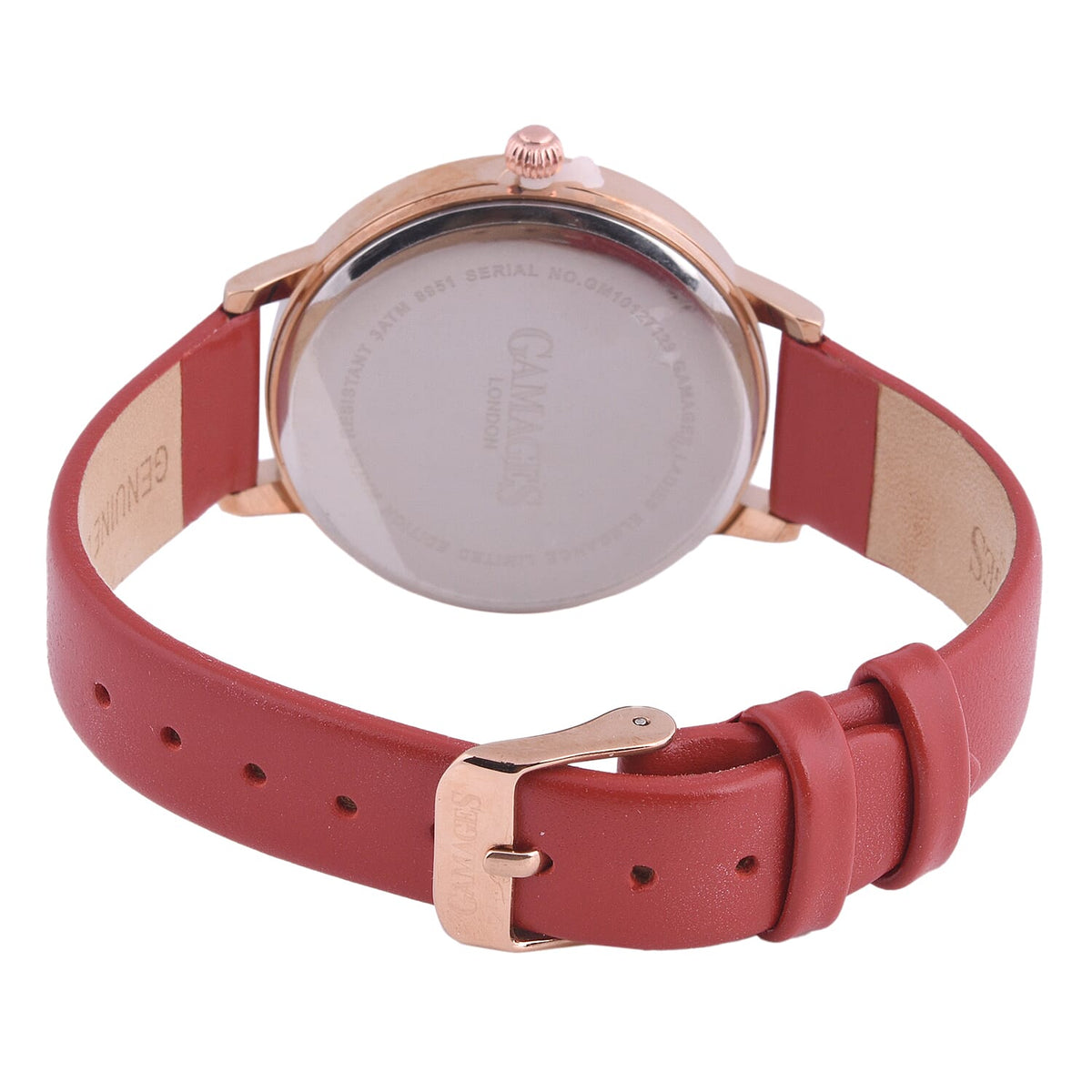 GAMAGES OF LONDON Elegance Swiss Movement Women's Watch with Diamond - Rose gold and Red 6271685 4