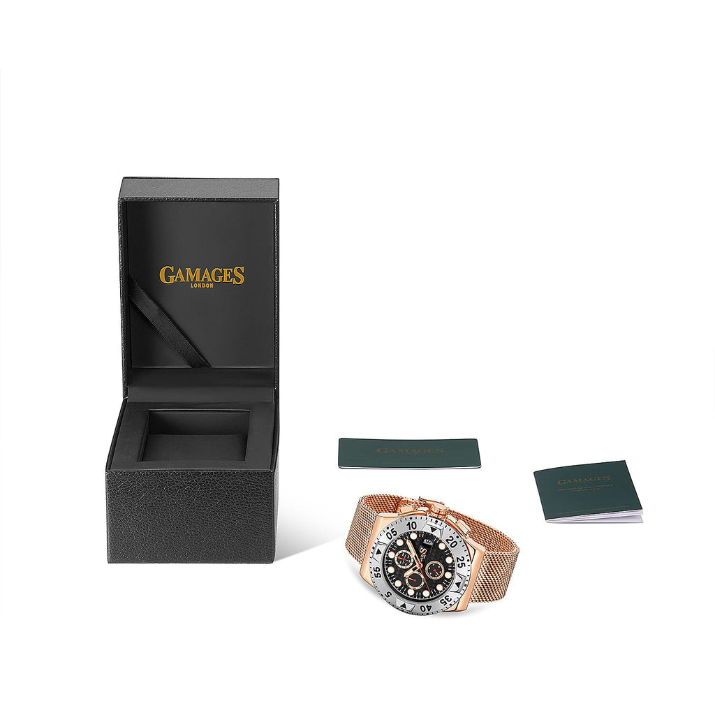 GAMAGES OF LONDON Limited Edition Hand Assembled Capital Automatic Movement Water Resistant Watch in Rose Gold Tone