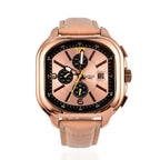 GAMAGES OF LONDON Hand Assembled Strato Automatic Movement Rose Dial Water Resistant Watch with Rose Leather Strap
