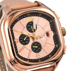 GAMAGES OF LONDON Hand Assembled Strato Automatic Movement Rose Dial Water Resistant Watch with Rose Leather Strap