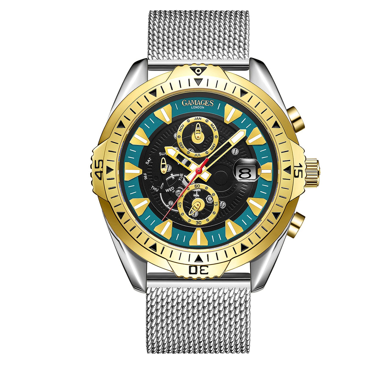 GAMAGES OF LONDON Hand Assembled Vanguard Automatic Watch Two Tone Teal 7132359 0