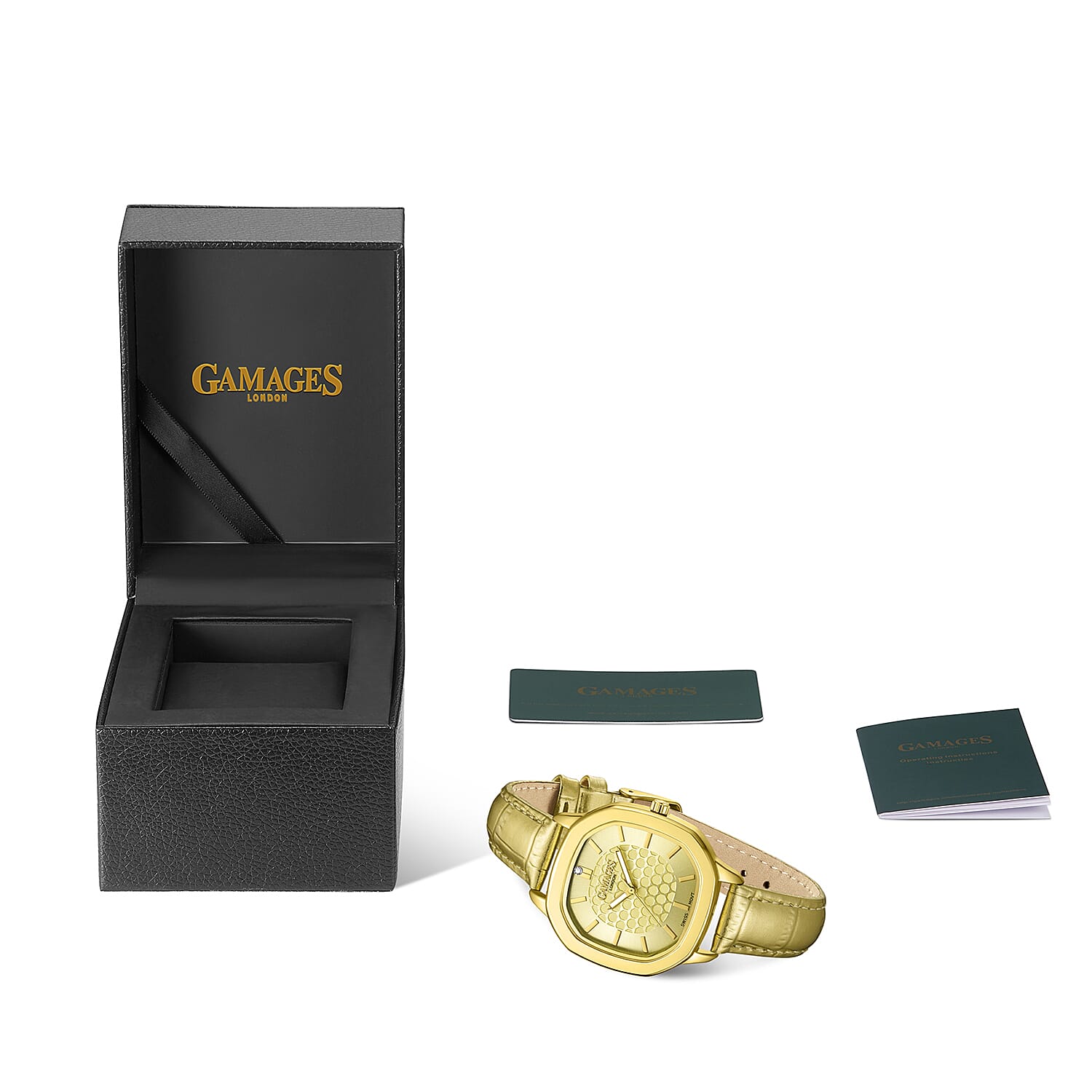 GAMAGES OF LONDON LIMITED EDITION Charlotte Diamond Watch With Swiss Movement &amp; Gold Genuine Leather Strap - 5 Year Warranty 8235390 5