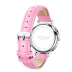 Gamages Of London Ladies Distinguished Pink Dial Diamond Studded Water Resistant Watch with Pink Leather Strap
