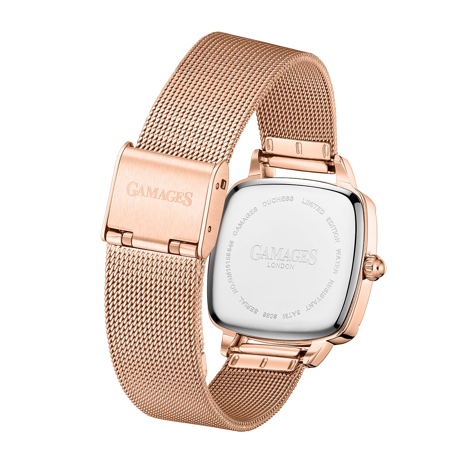 GAMAGES OF LONDON Ladies Duchess Swiss Quartz Movement Diamond Studded Red Dial Water Resistant Watch with Rose Mesh Bracelet 7594569 4