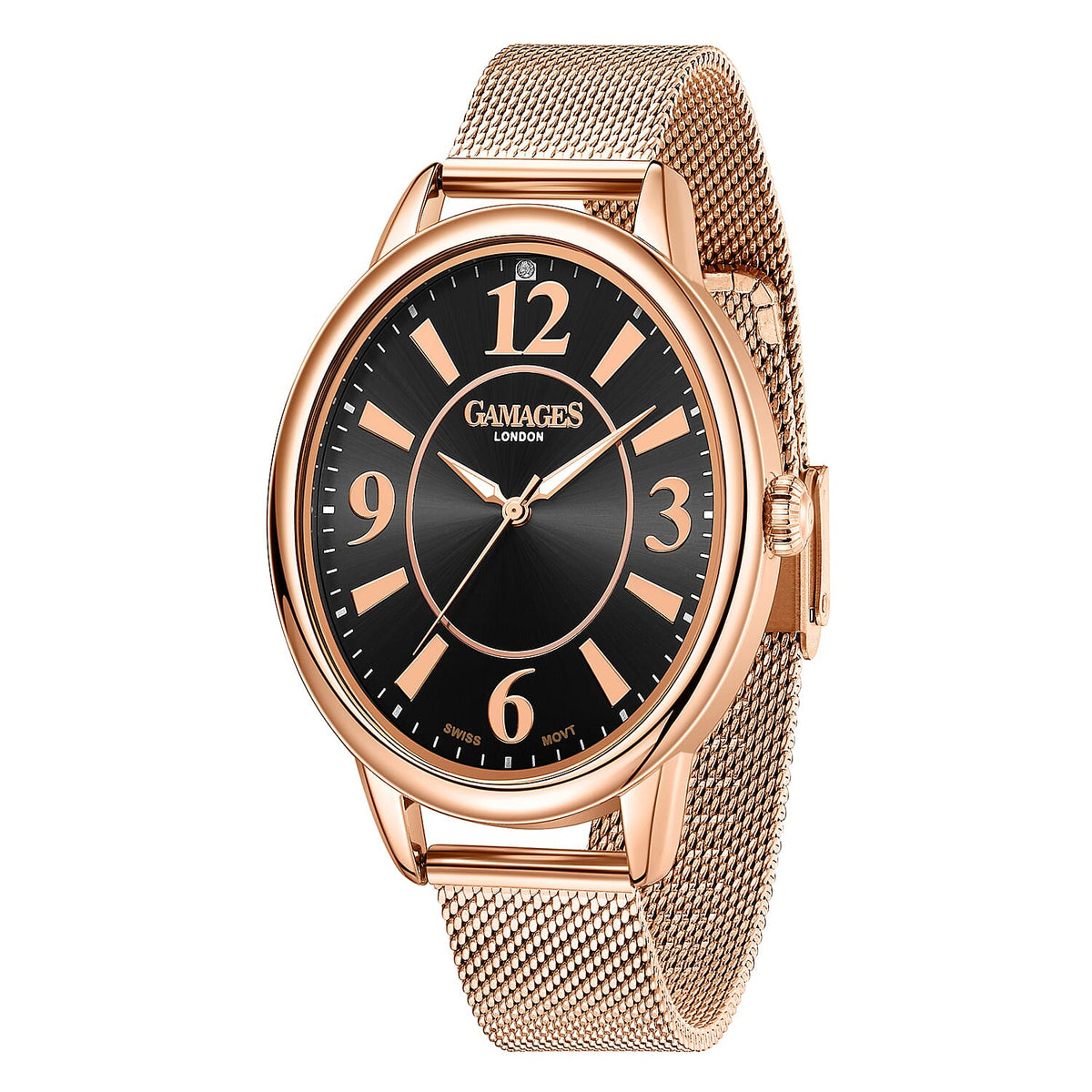 GAMAGES OF LONDON Ladies Dusk In Swiss Quartz Movement Diamond Studded Watch with Yellow Gold Colour Mesh Bracelet 8835116 3