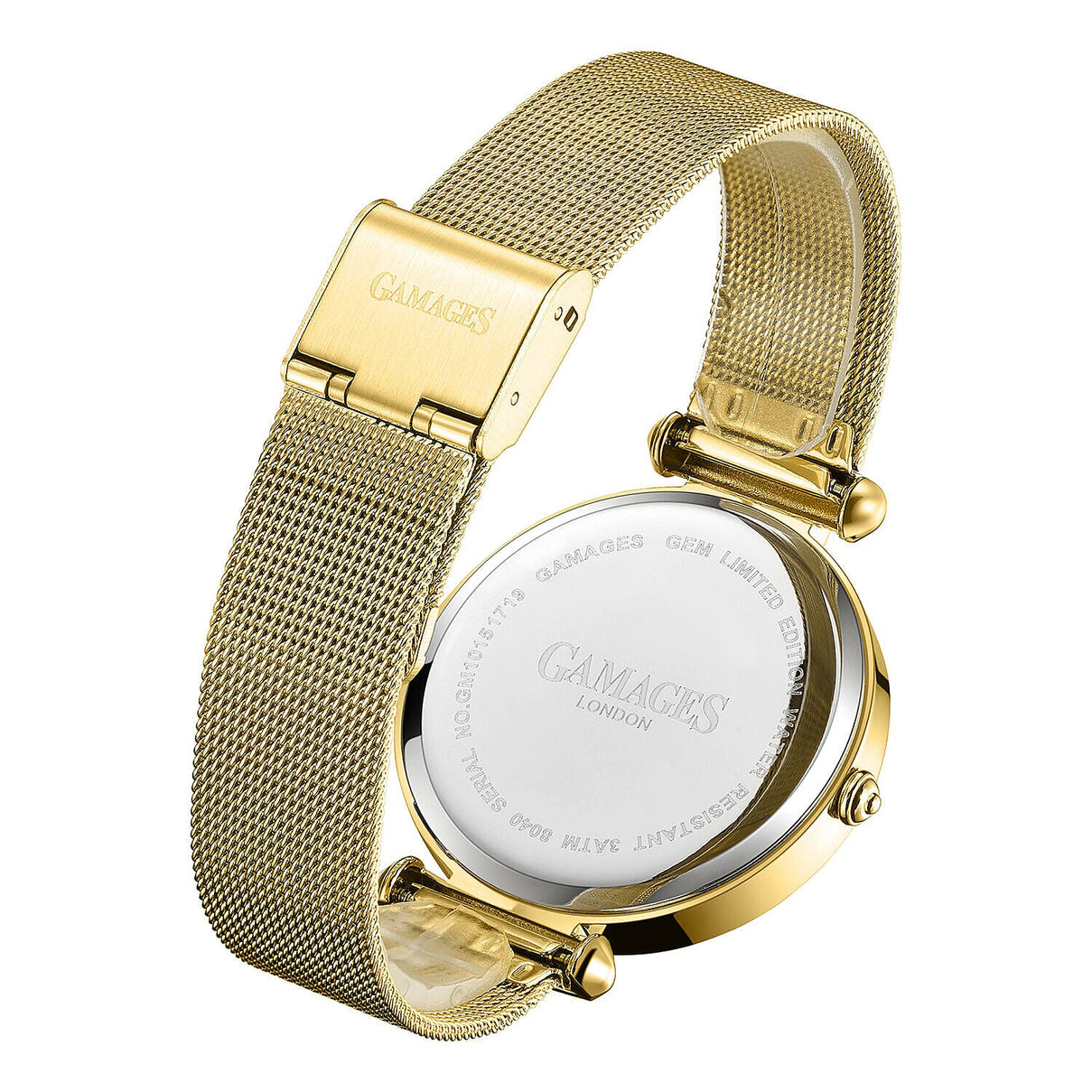 GAMAGES OF LONDON Ladies GEM Swiss Quartz Water Resistant Diamond Studded Watch in Stainless Steel in Gold White V32537726 4