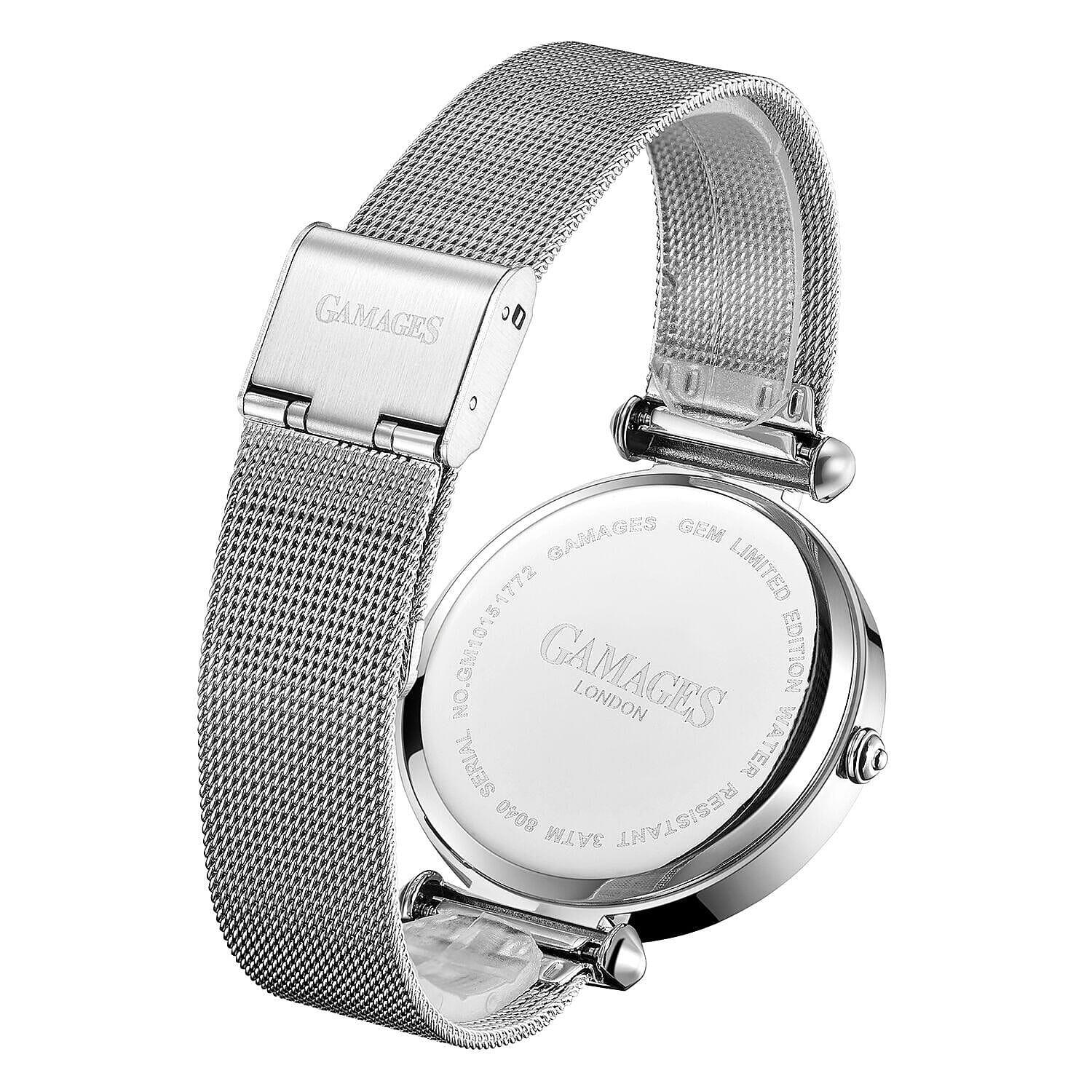 GAMAGES OF LONDON Ladies GEM Swiss Quartz Water Resistant Diamond Studded Watch in Stainless Steel in Silver Pink 7489243 4