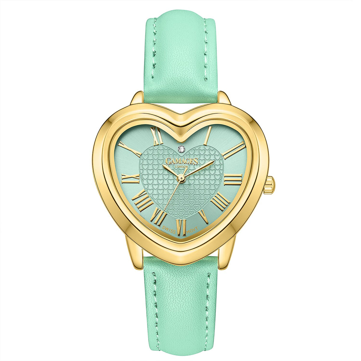 GAMAGES OF LONDON Ladies Heartfelt Diamond Watch in Gold Blue 7794654 0