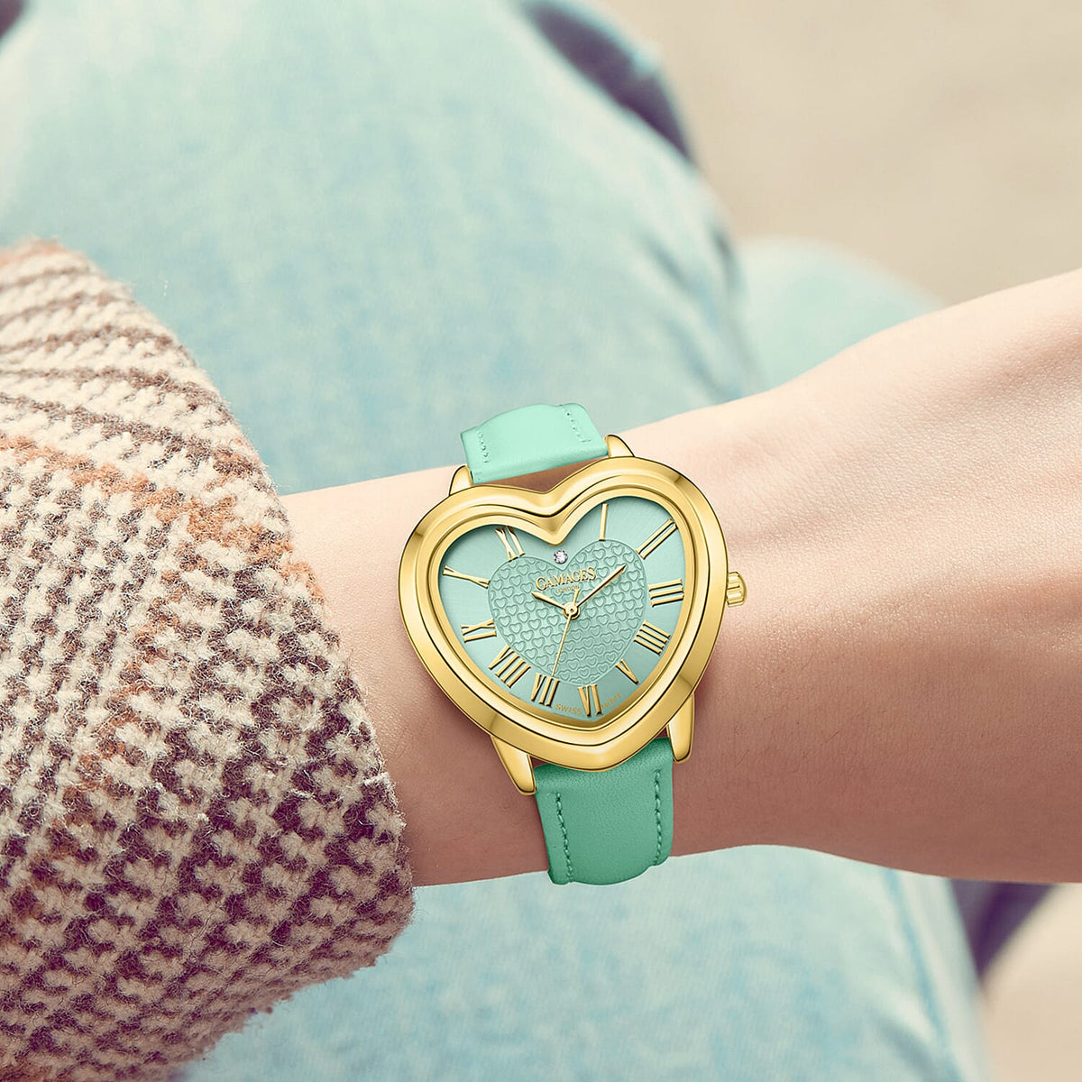 GAMAGES OF LONDON Ladies Heartfelt Diamond Watch in Gold Blue 7794654 1