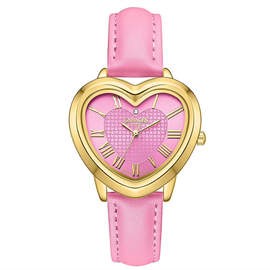 GAMAGES OF LONDON Ladies Heartfelt Diamond in Gold Medium Pink