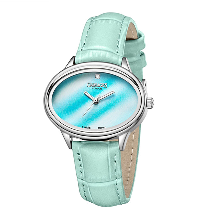 GAMAGES OF LONDON Limited Edition Alluring Diamond Swiss  Movement Water Resistant Ladies Watch with Teal Leather Strap - 5 Year Warranty 8030239 1