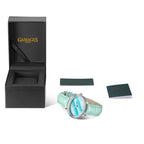 GAMAGES OF LONDON Limited Edition Alluring Diamond Swiss  Movement Water Resistant Ladies Watch with Teal Leather Strap - 5 Year Warranty