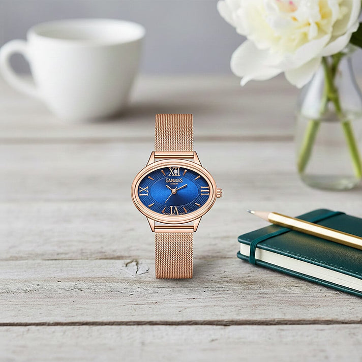 GAMAGES OF LONDON Limited Edition Graceful Diamond Swiss  Movement Water Resistant Ladies Watch - With Milanese Adjustable Strap - With 5 Year Warranty - Blue Dial 8048632 2