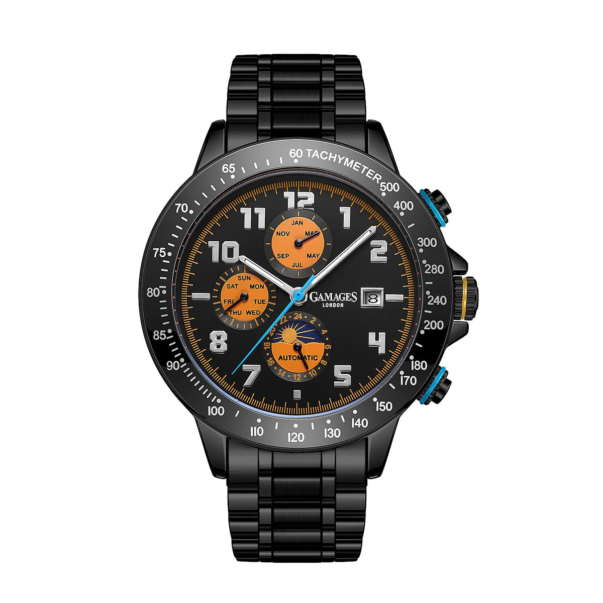 GAMAGES OF LONDON Limited Edition Hand Assembled Alpha Automatic Black IP Watch 6883786 0
