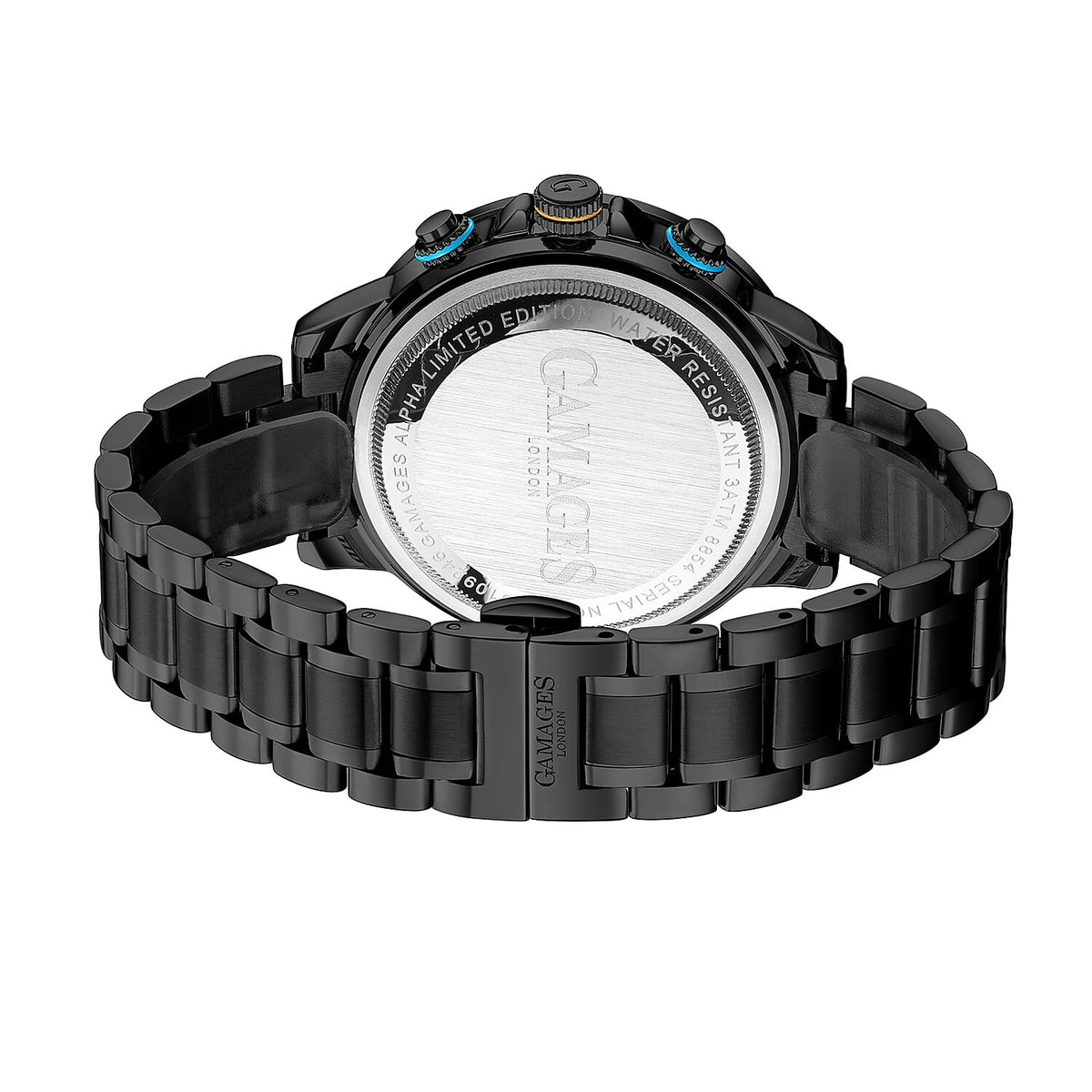 GAMAGES OF LONDON Limited Edition Hand Assembled Alpha Automatic Black IP Watch 6883786 2