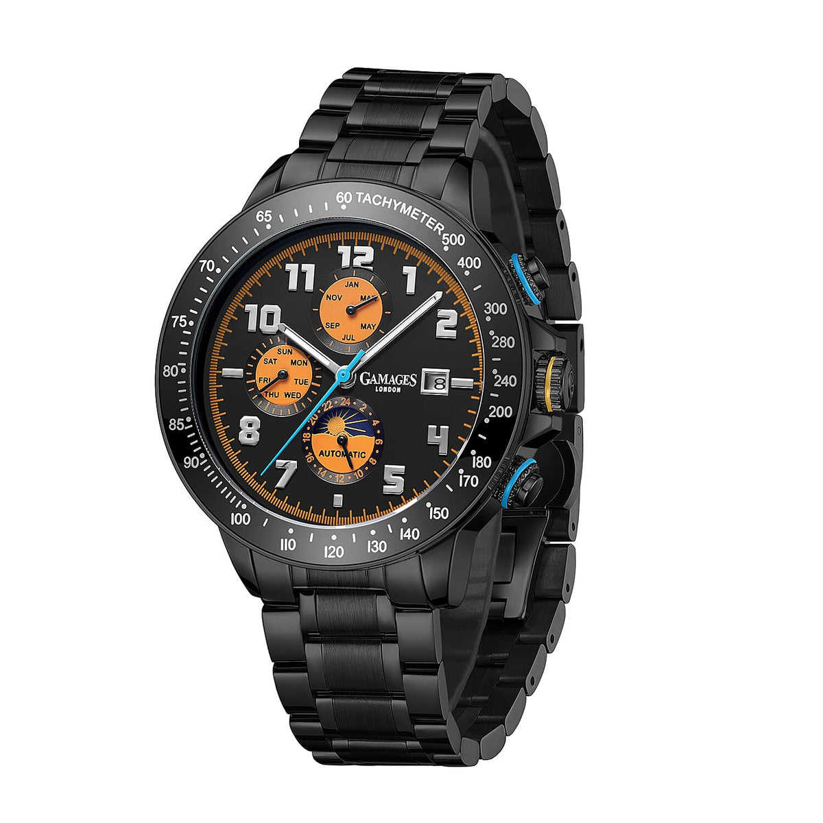 GAMAGES OF LONDON Limited Edition Hand Assembled Alpha Automatic Black IP Watch 6883786 3