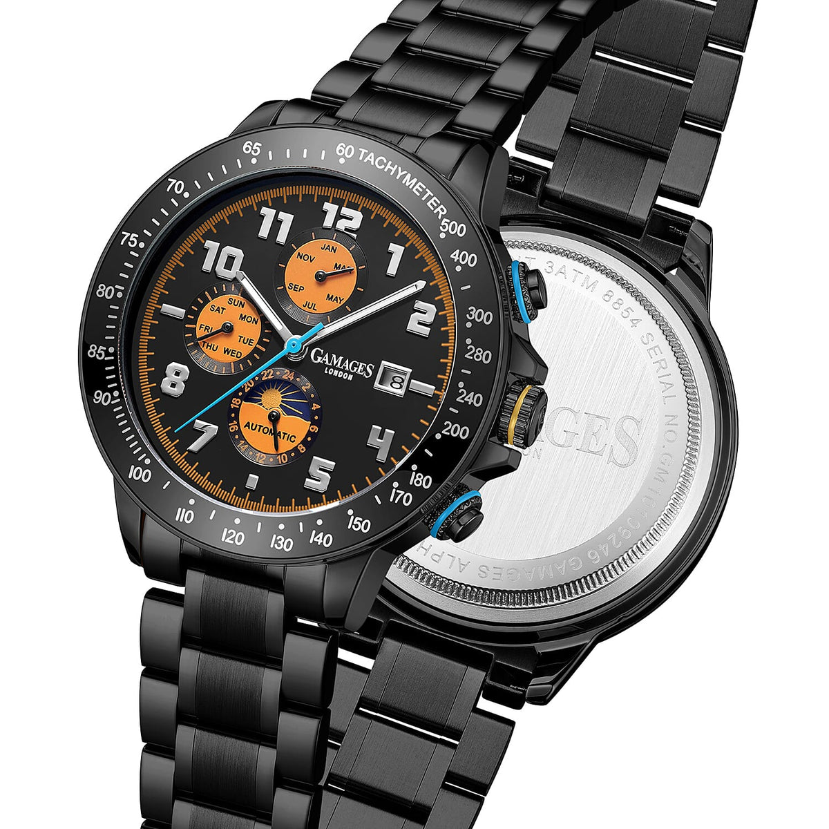 GAMAGES OF LONDON Limited Edition Hand Assembled Alpha Automatic Black IP Watch 6883786 4