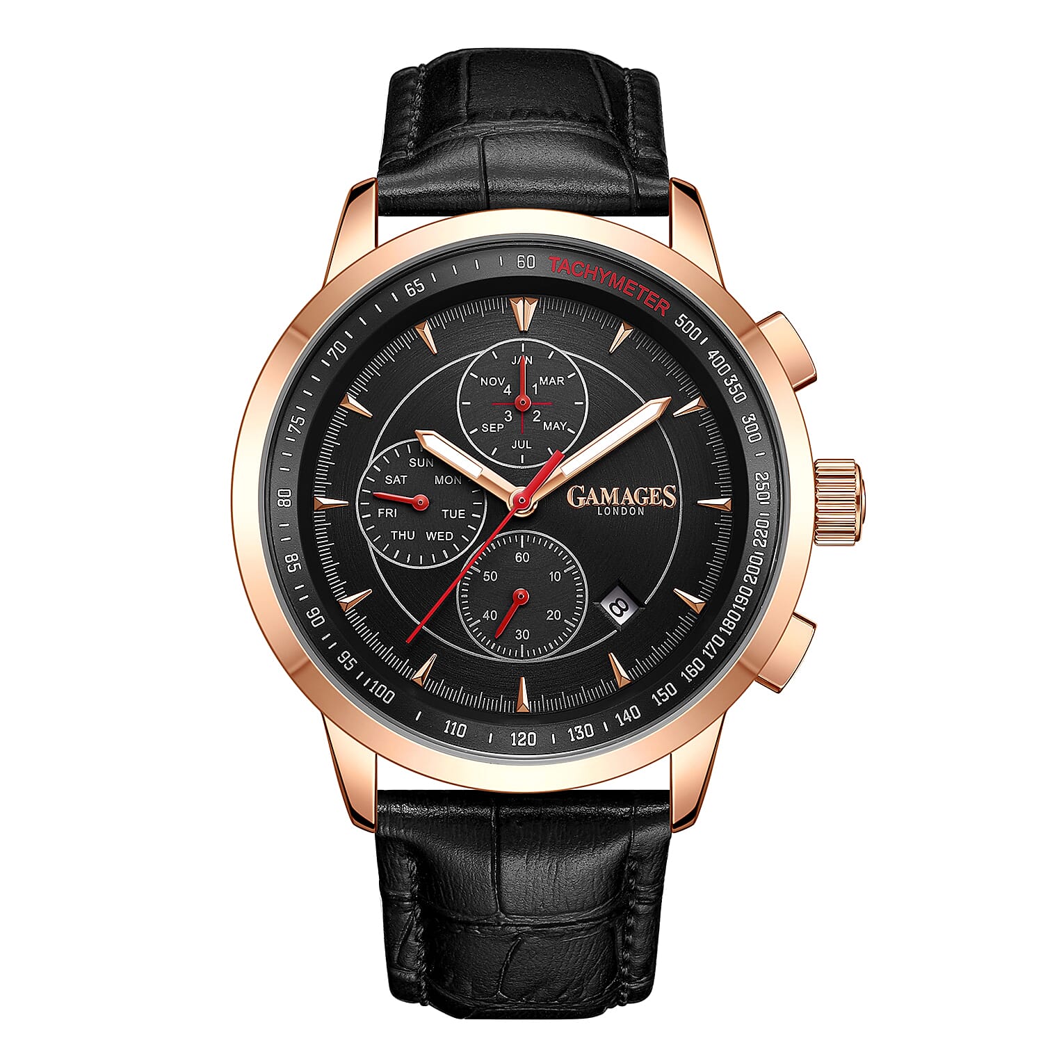 GAMAGES OF LONDON Limited Edition Hand Assembled Automatic Movement Watch - Black and Rose gold 6032585 0