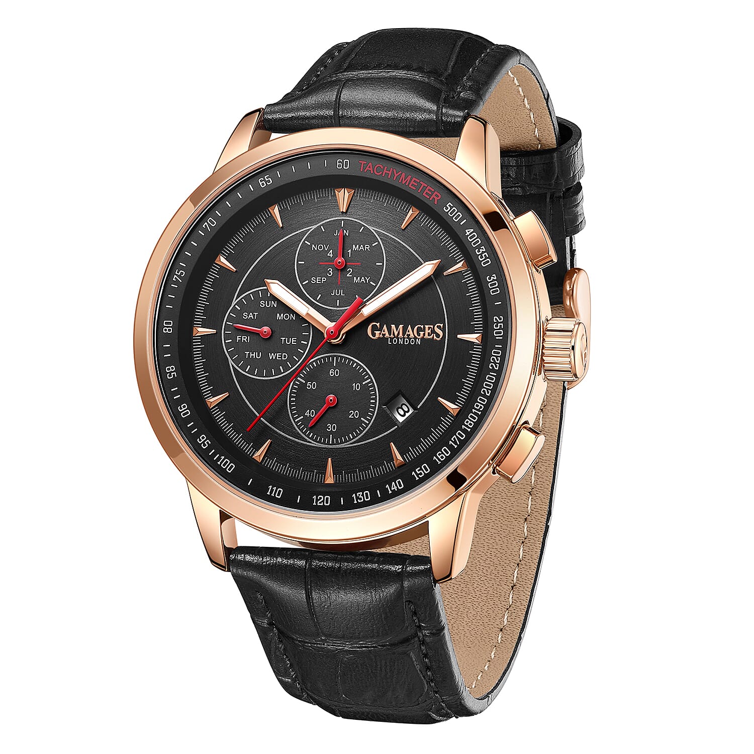 GAMAGES OF LONDON Limited Edition Hand Assembled Automatic Movement Watch - Black and Rose gold 6032585 3