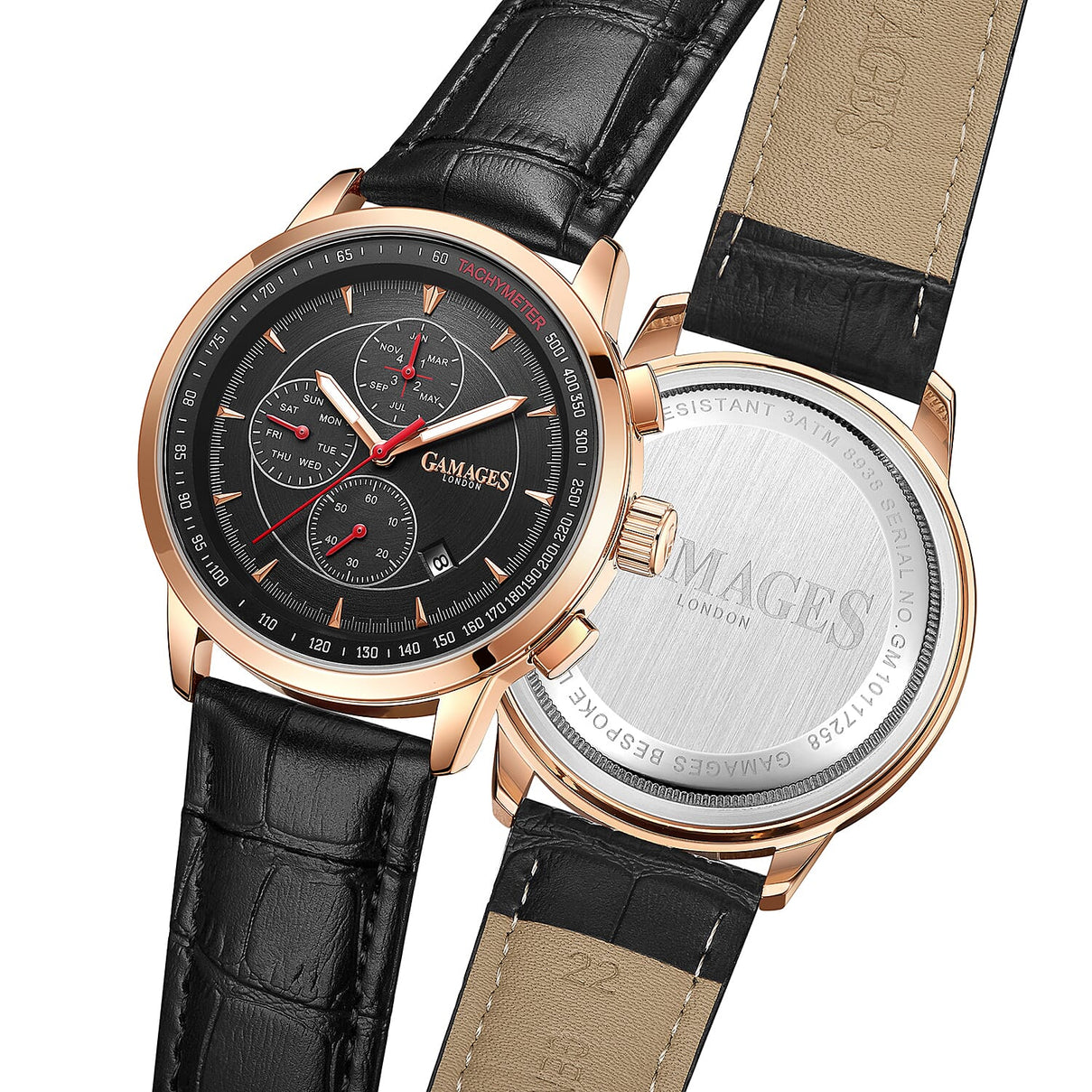 GAMAGES OF LONDON Limited Edition Hand Assembled Automatic Movement Watch - Black and Rose gold 6032585 4