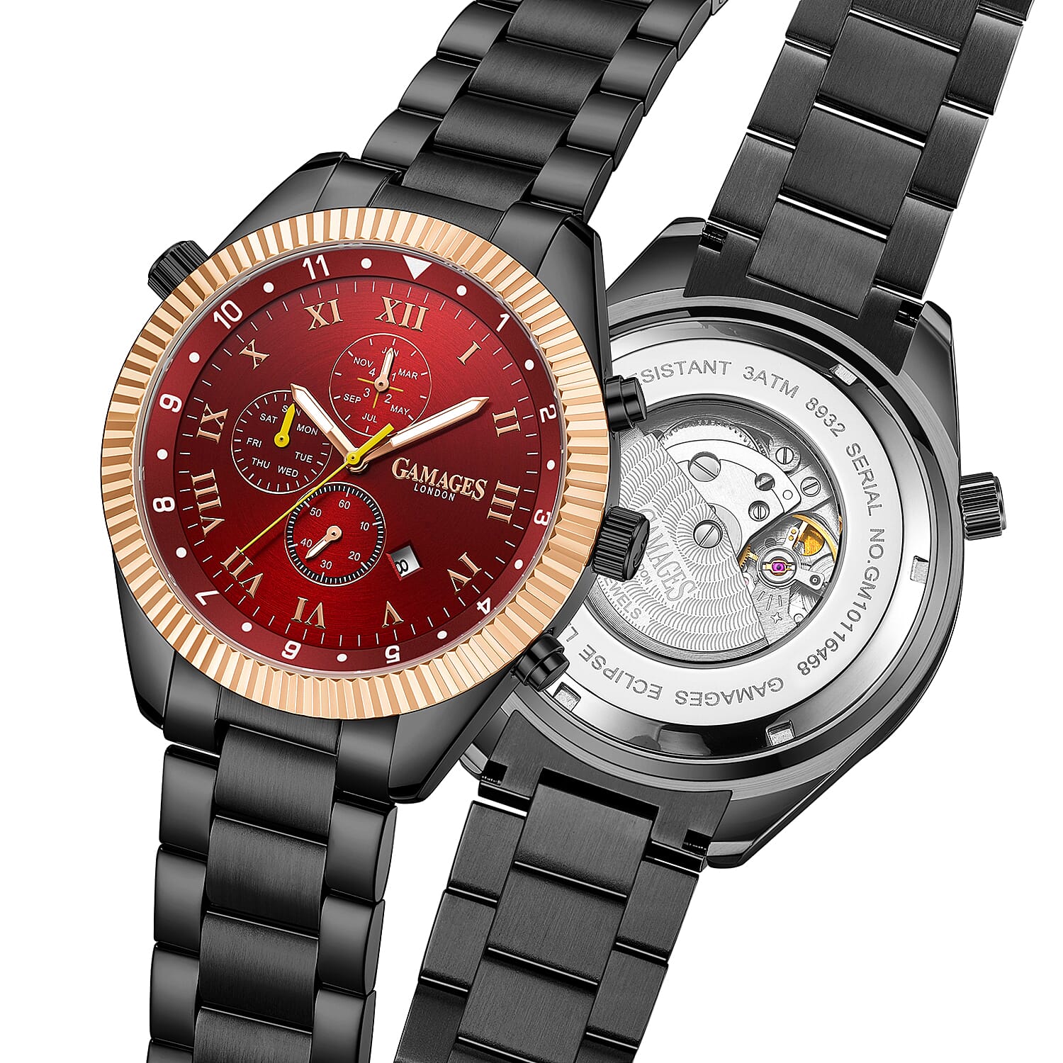 GAMAGES OF LONDON Limited Edition Hand Assembled Automatic Movement Watch - Red and Black 6032663 4
