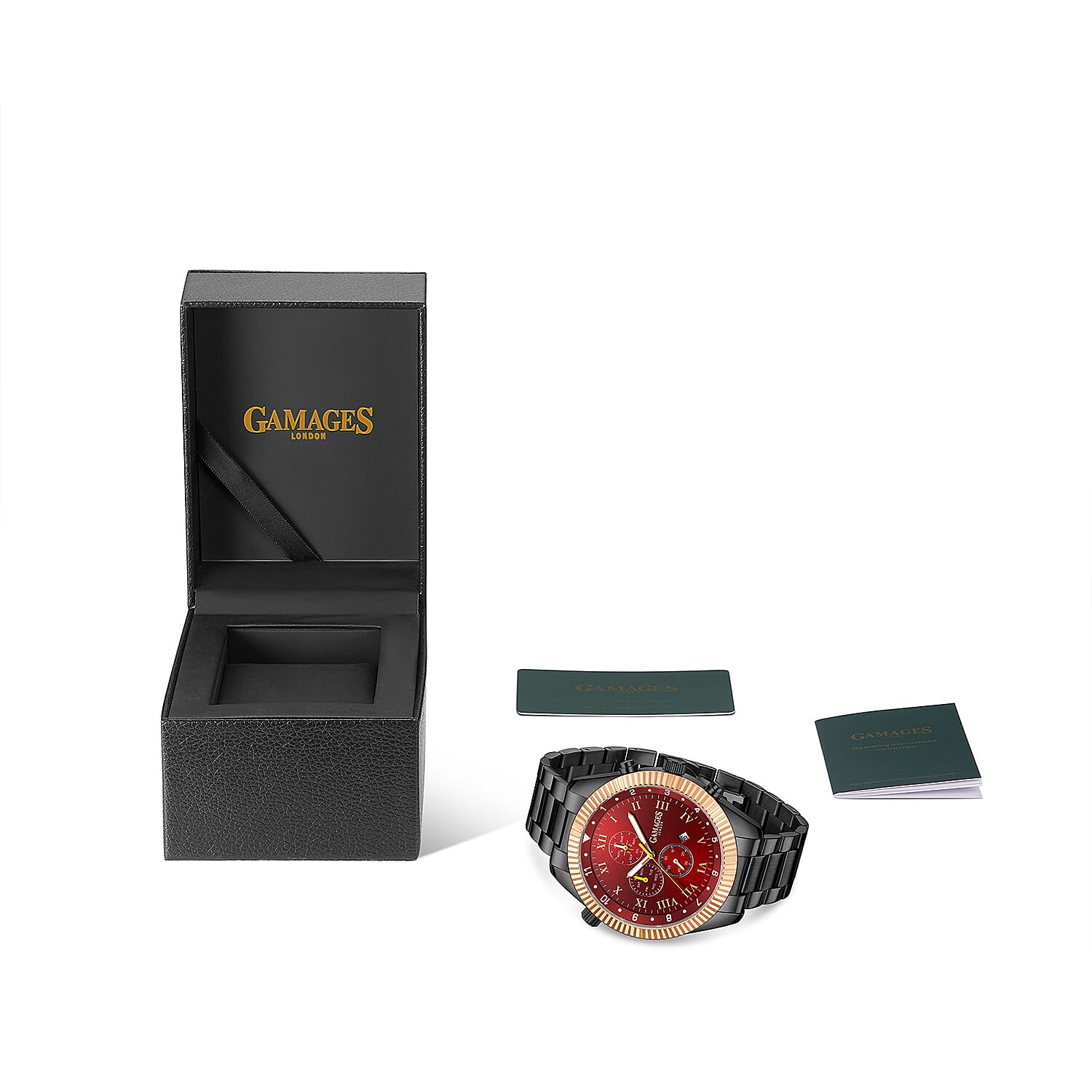 GAMAGES OF LONDON Limited Edition Hand Assembled Automatic Movement Watch - Red and Black 6032663 5