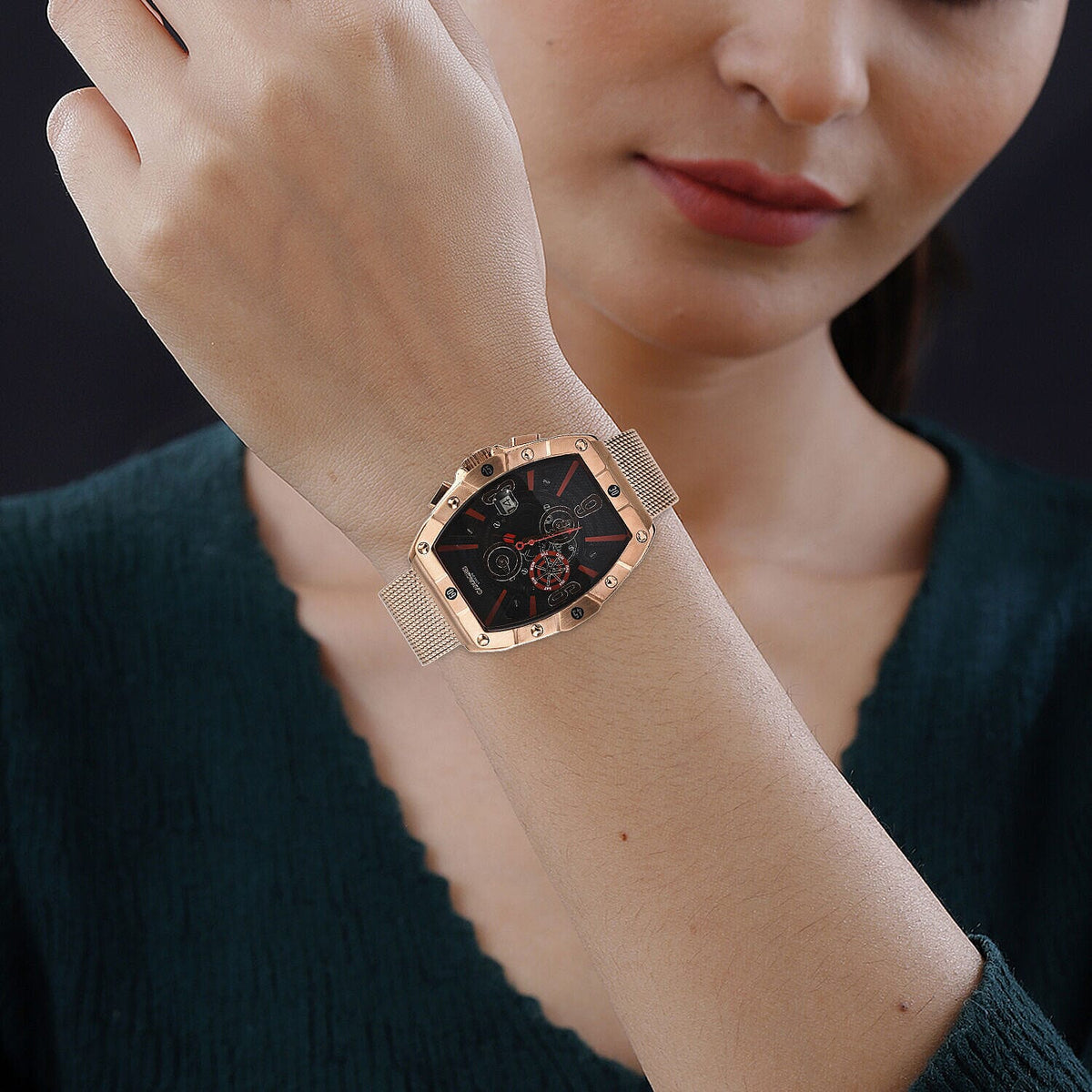 GAMAGES OF LONDON Limited Edition Hand Assembled Automatic Movement Watch - Black and Rose gold 7618780 1