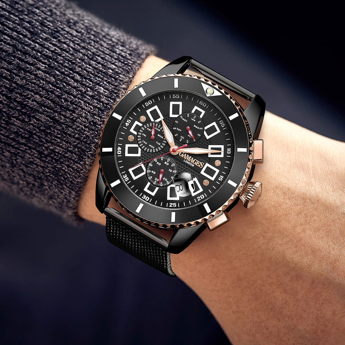 GAMAGES OF LONDON Limited Edition Hand Assembled Cogwheel Automatic Rose Black 7749281 1
