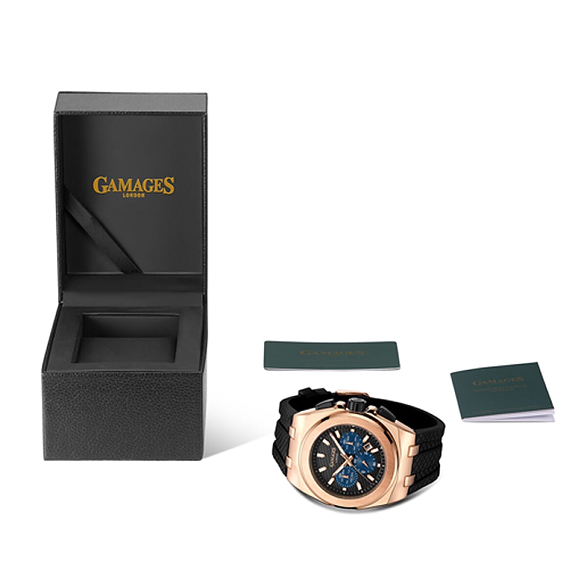 GAMAGES OF LONDON Limited Edition Hand Assembled Commander Automatic Movement Rose Colour Case Water Resistant Watch with Black Silicone Strap 6085972 3