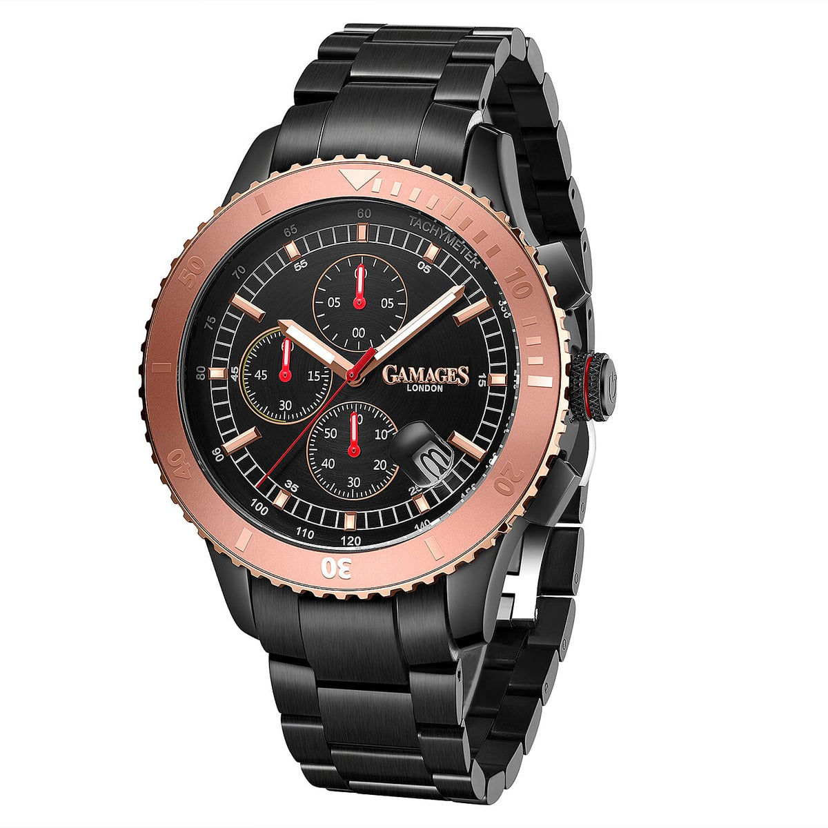 GAMAGES OF LONDON Limited Edition Hand Assembled Conquerer Watch - Black 6123742 3