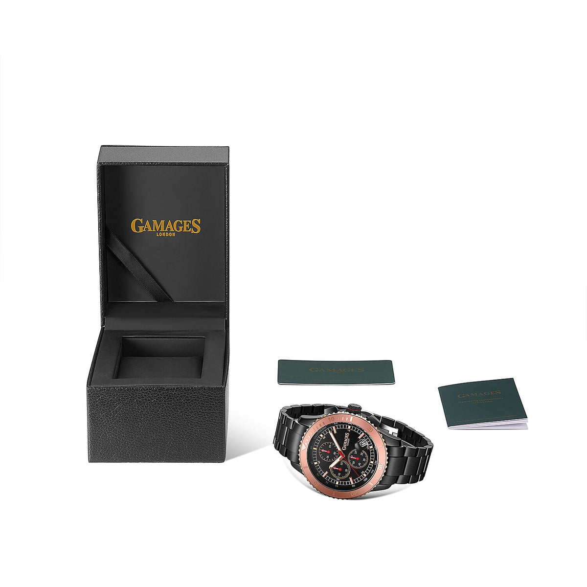 GAMAGES OF LONDON Limited Edition Hand Assembled Conquerer Watch - Black 6123742 5