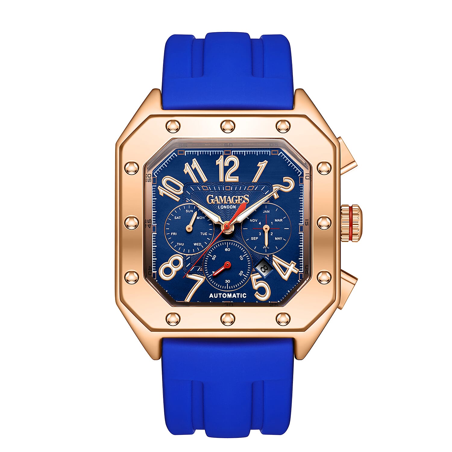 GAMAGES OF LONDON Limited Edition Hand Assembled Consul Automatic Movement Watch Blue and Rose gold 6271482 0