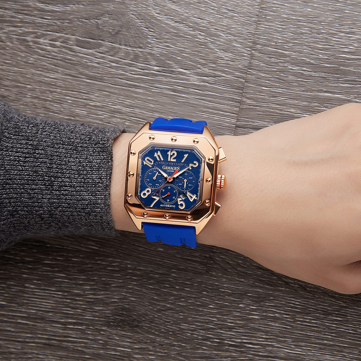 GAMAGES OF LONDON Limited Edition Hand Assembled Consul Automatic Movement Watch Blue and Rose gold 6271482 1