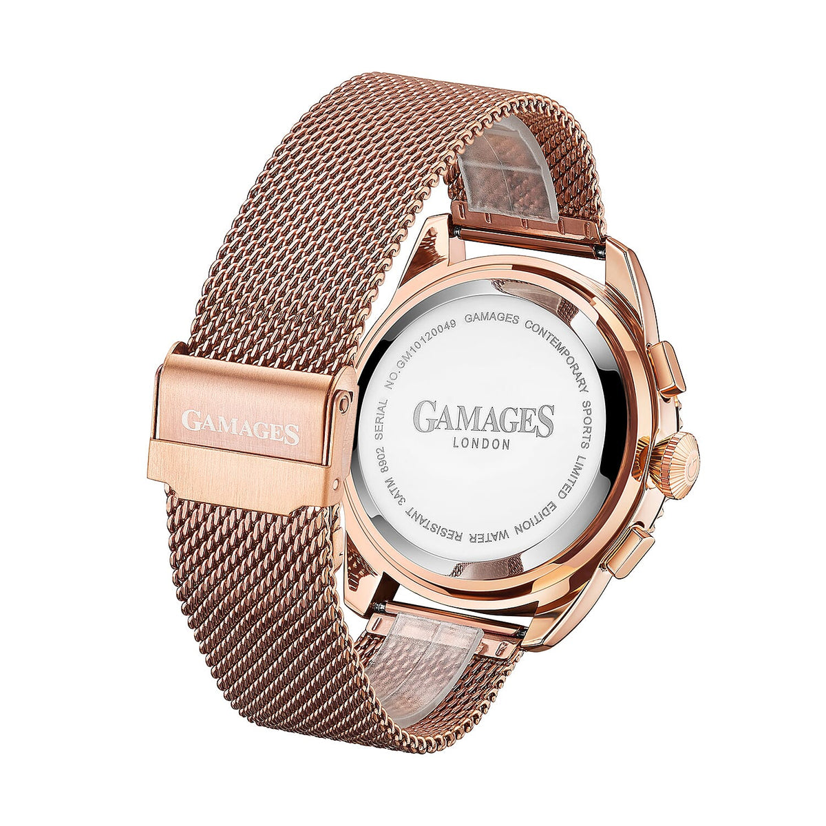 GAMAGES OF LONDON Limited Edition Hand Assembled Contemporary Sports Automatic Watch - Rose and Black 6072659 3