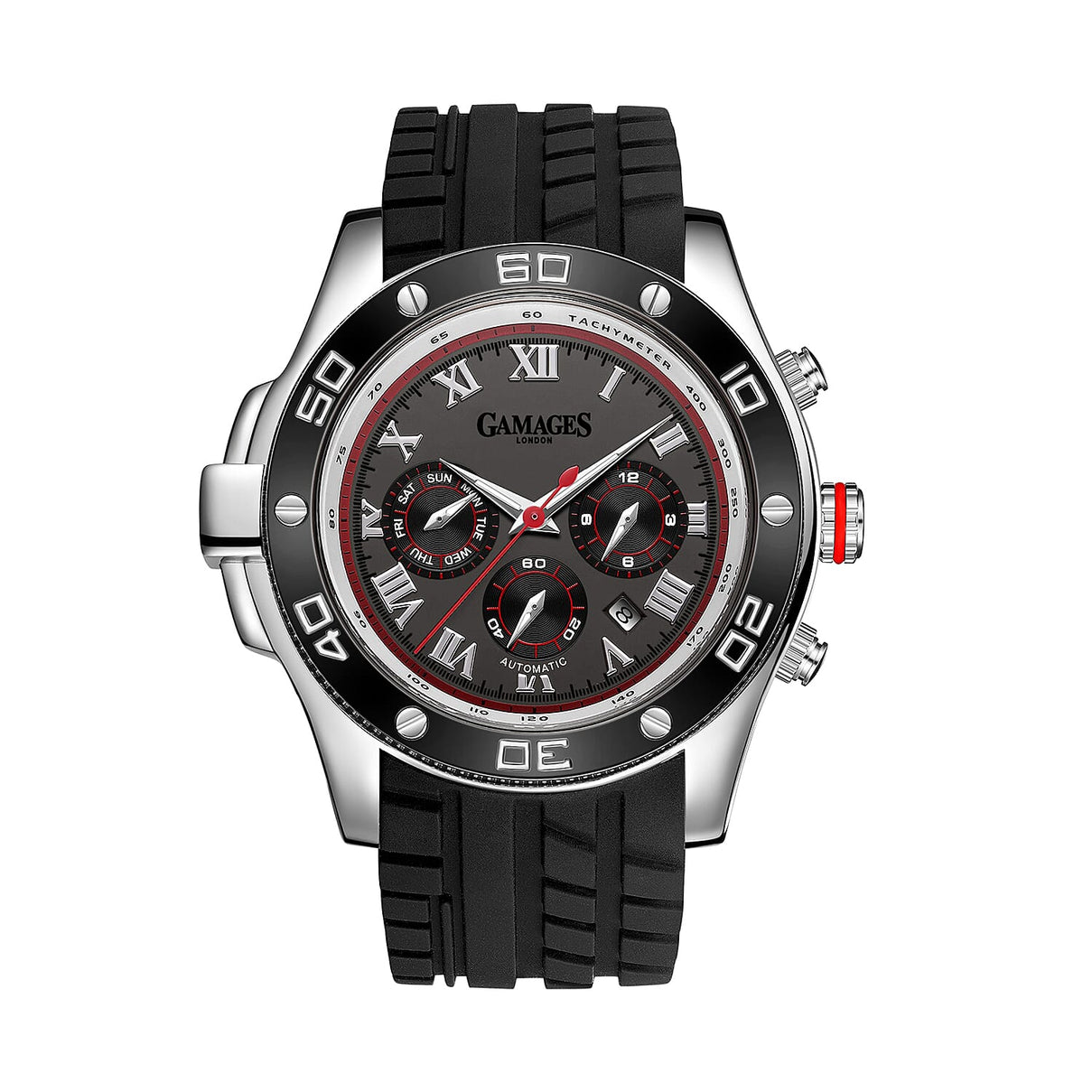 GAMAGES OF LONDON Limited Edition Hand Assembled Driver Automatic Watch - Silver and Grey 6010527 0