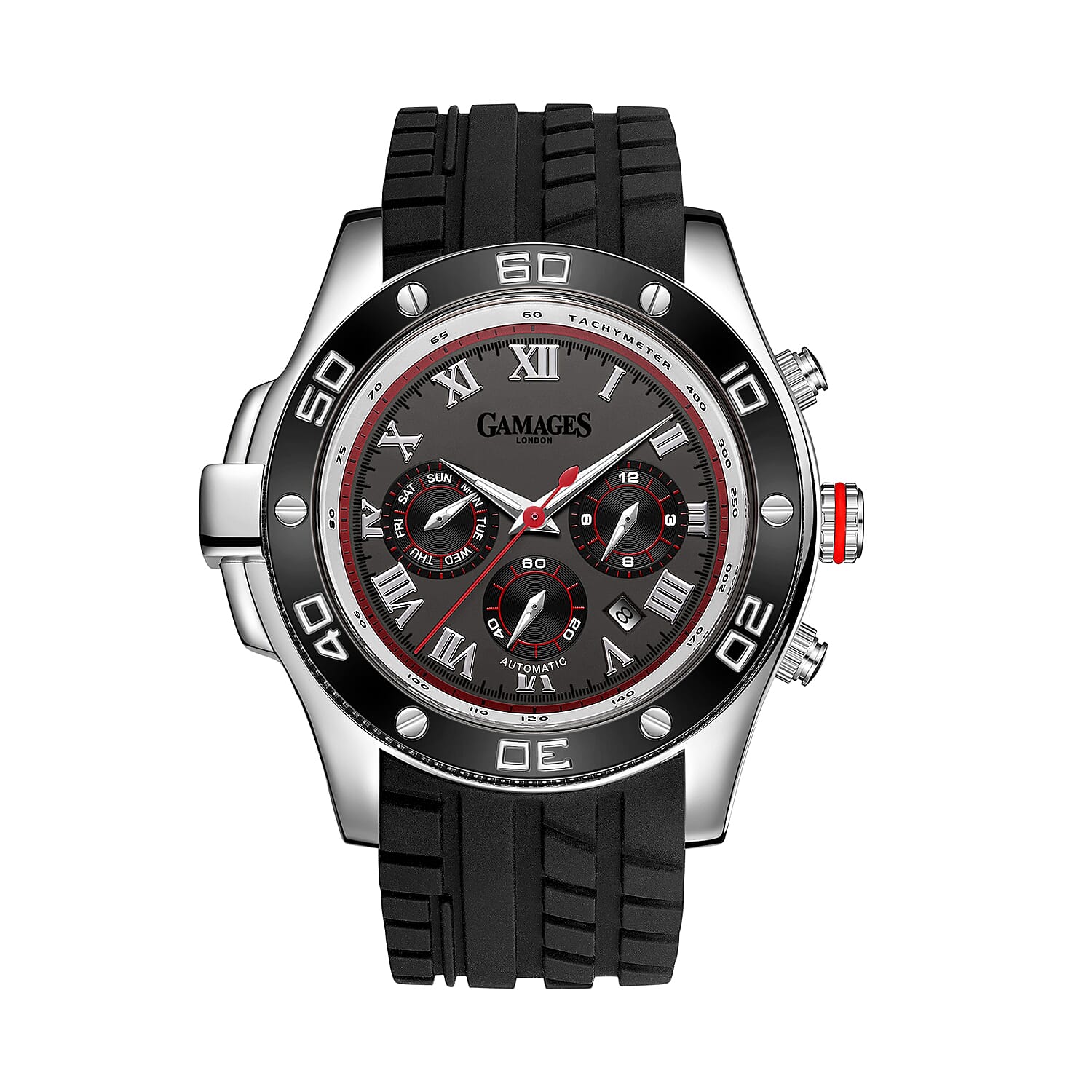 GAMAGES OF LONDON Limited Edition Hand Assembled Driver Automatic Watch - Silver and Grey 6010527 0