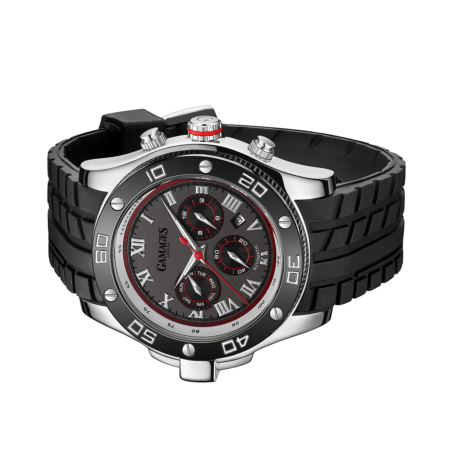 GAMAGES OF LONDON Limited Edition Hand Assembled Driver Automatic Watch - Silver and Grey 6010527 3