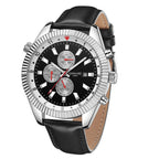 GAMAGES OF LONDON Hour Rotator Automatic Movement Black Dial Water Resistant Watch with Black Leather Strap