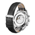 GAMAGES OF LONDON Hour Rotator Automatic Movement Black Dial Water Resistant Watch with Black Leather Strap