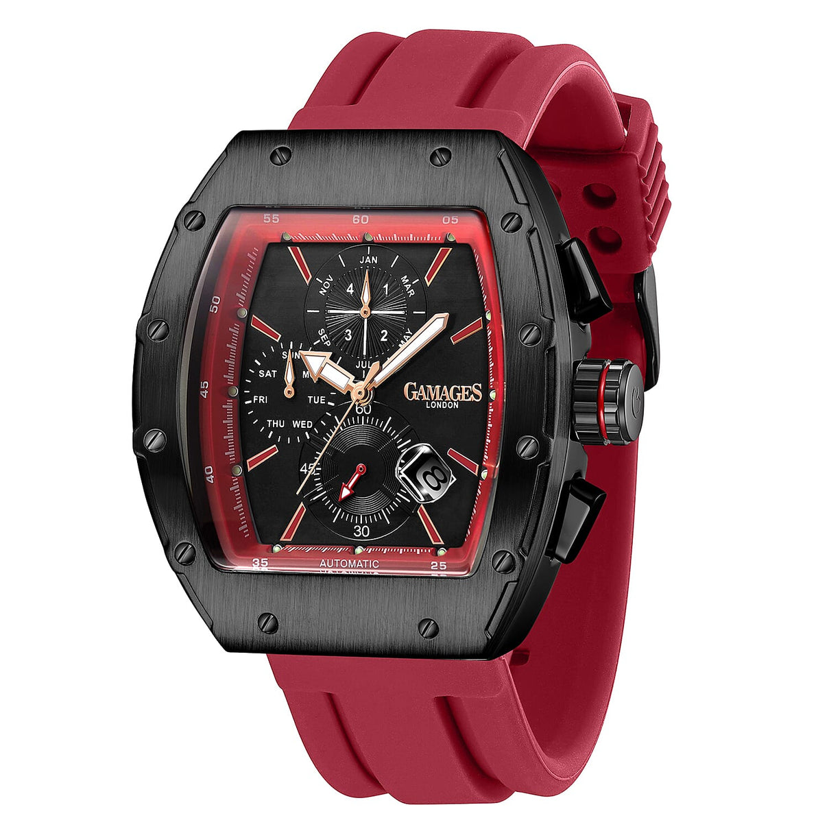 GAMAGES OF LONDON Limited Edition Hand Assembled Icon Automatic Watch - Red 6072707 2
