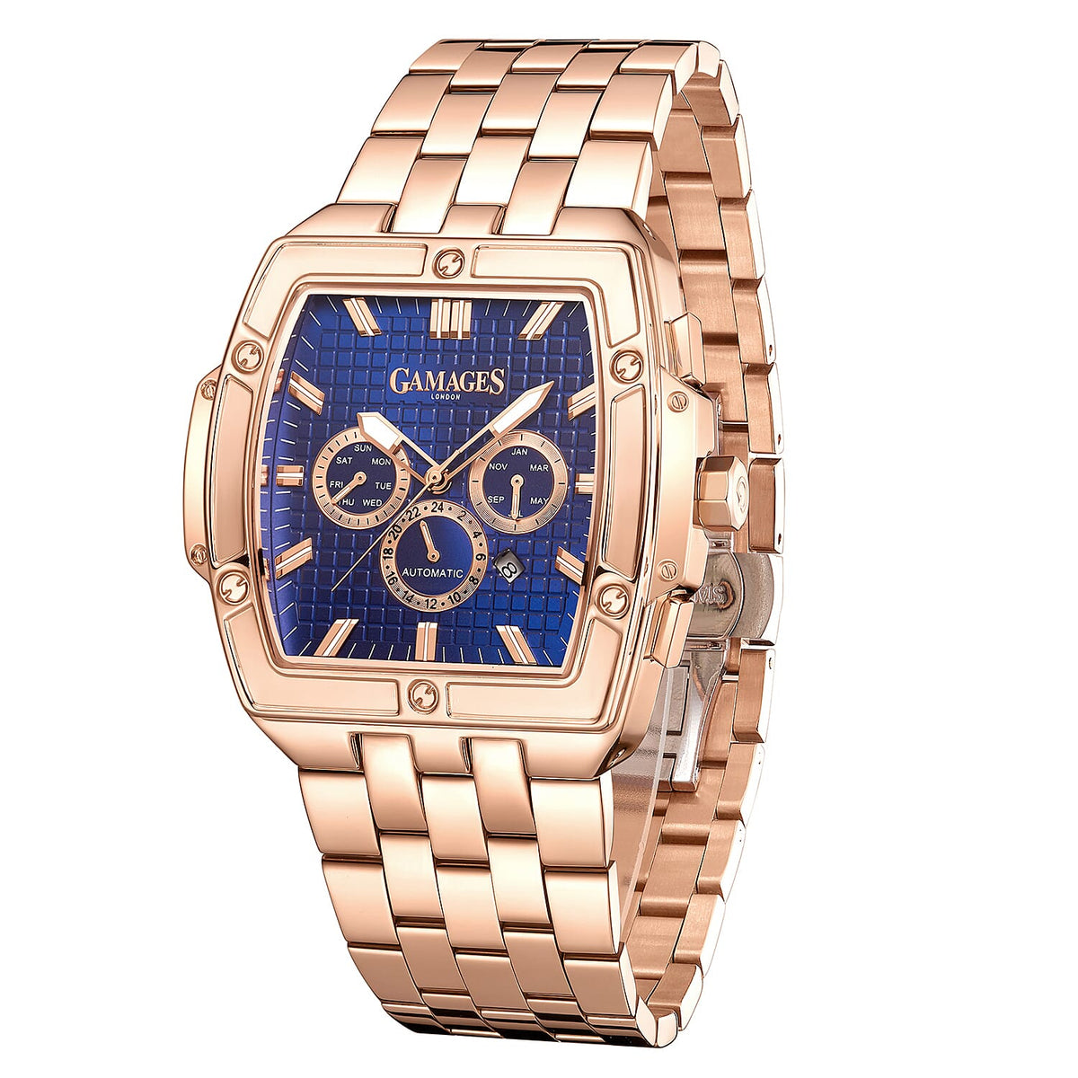 GAMAGES OF LONDON Limited Edition Hand Assembled Magnitude Automatic - Rose gold and Navy V32519670 3