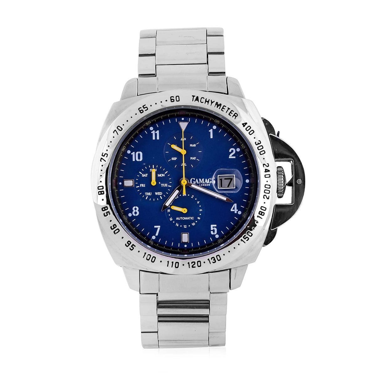 GAMAGES OF LONDON Limited Edition Hand Assembled Momentum Automatic Movement - Blue and Silver 6254211 0