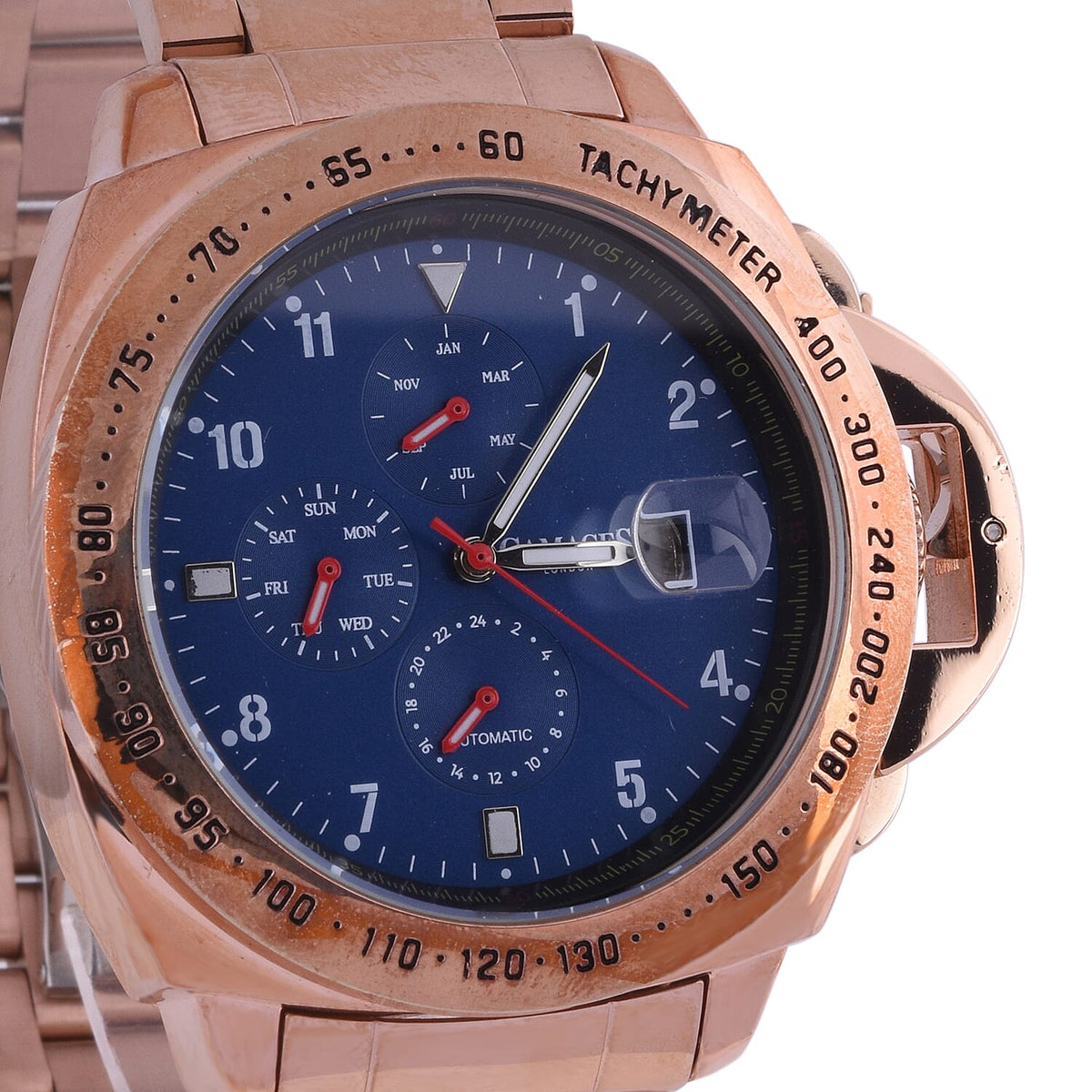GAMAGES OF LONDON Limited Edition Hand Assembled Momentum Automatic Movement Watch - Blue and Rose Gold V32537728 0