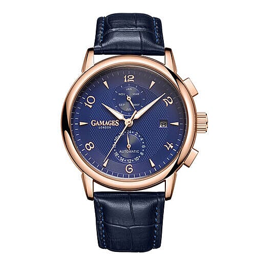 GAMAGES OF LONDON Limited Edition Hand Assembled Mystique Automatic Watch - Blue 3612075 0