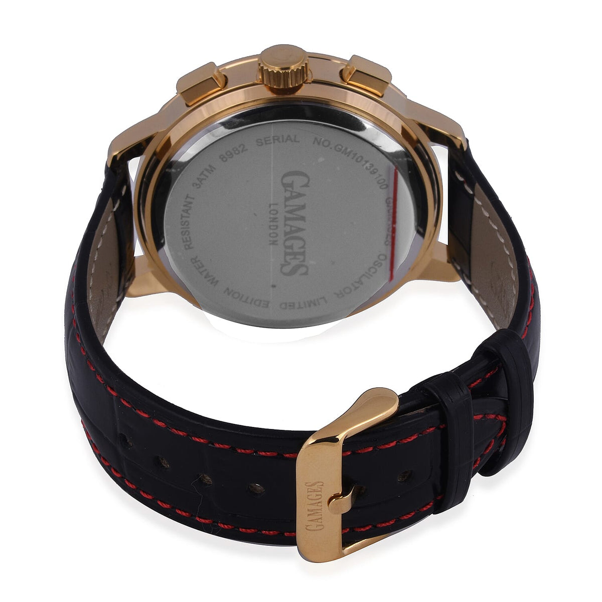 GAMAGES OF LONDON Limited Edition Hand Assembled Oscillator Automatic Movement Red Dial Water Resistant Watch with Red Leather Strap - up to 9in 7278816 5